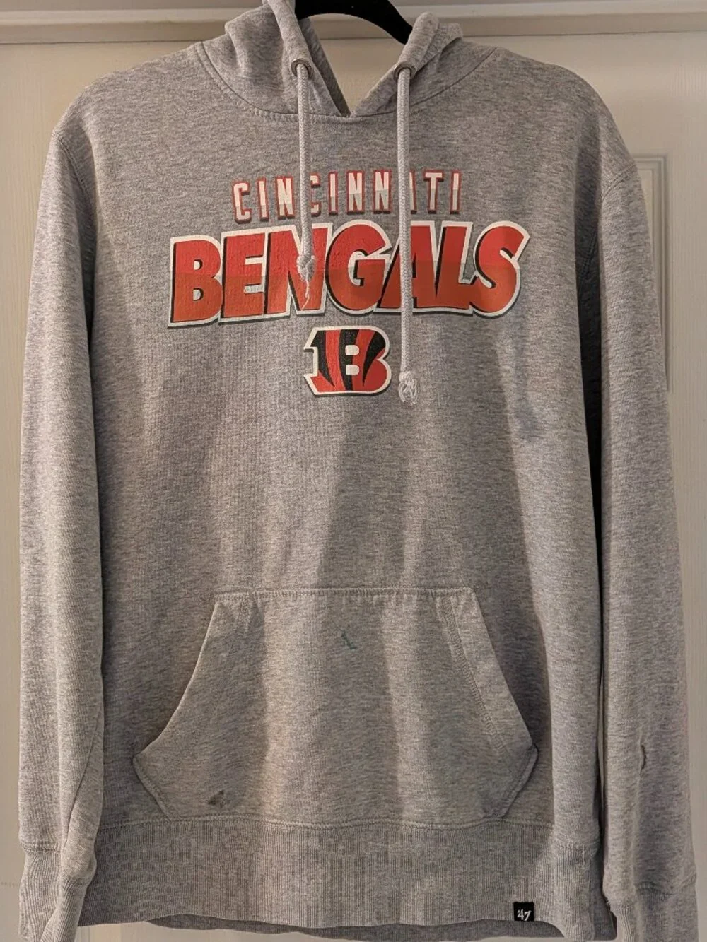 '47 Brand NFL Cincinnati Bengals Gray Pullover Hoodie Sweatshirt Large